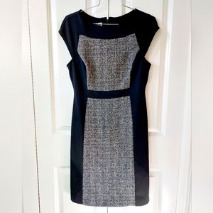 Colorblock Grey & Black Dress Slimming Shape Boatneck‎ Anne Klein sz 4